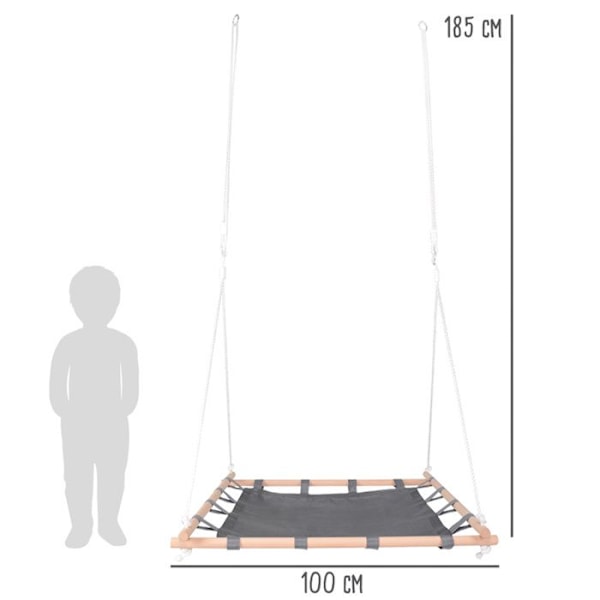 Keinuhyppä - Ei määritelty - Neliömäinen puusta - 100x100 cm - Kuormitus 100 kg - Lapsille 3 vuotta+