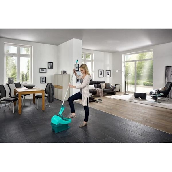 Setti Lavea Solua Säilytyssäikka Lavea Essoreur Rullilla Leifheit Profi XL Mobile 55096, Lattia Moppia 360° Mikro Duo -kannalla. Turkis grøn