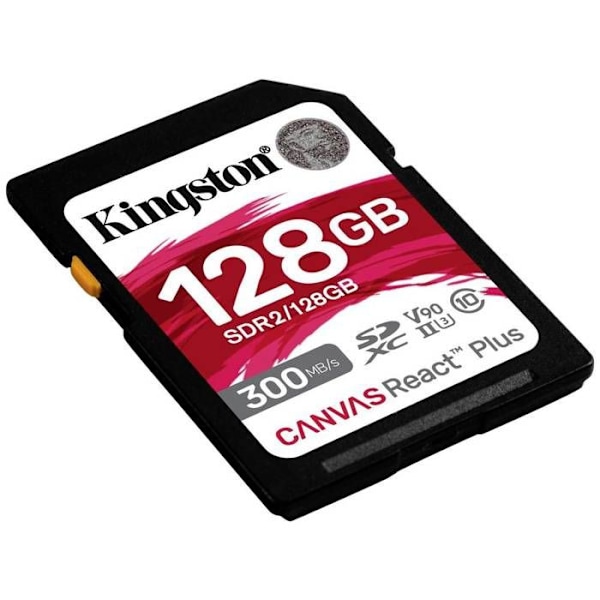Kingston Minneskort SD 128GB Canvas React Plus 300/260 UHS-II U3 - 0740617301960