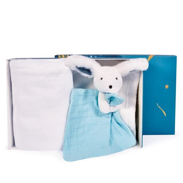 Sininen pupulelu ja peitto - DOUDOU ET COMPAGNIE - Happy Pop - Vauva - Poika - syntymä - Valkoinen - Sininen