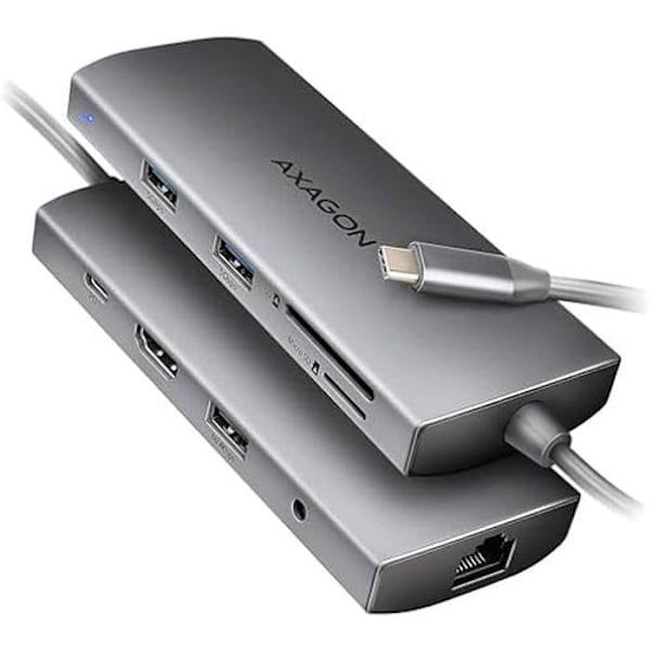 Moniporttinen keskitin - AXAGON - HMC-8HLSA - 3x USB-A - 4K/60Hz HDMI - Gigabit LAN