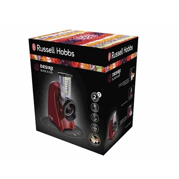 Slice & Go-hakker - RUSSELL HOBBS - Desire 22280-56 - 200 W - Rustfrit stål tilbehør til udskæring og rivning Rød og sort