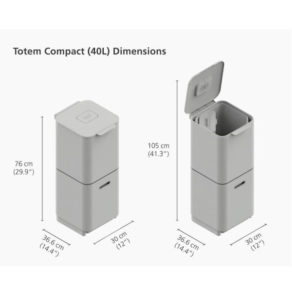 Totem 40L sopsorteringskärl i rostfritt stål - Joseph Joseph 36.6 Grå