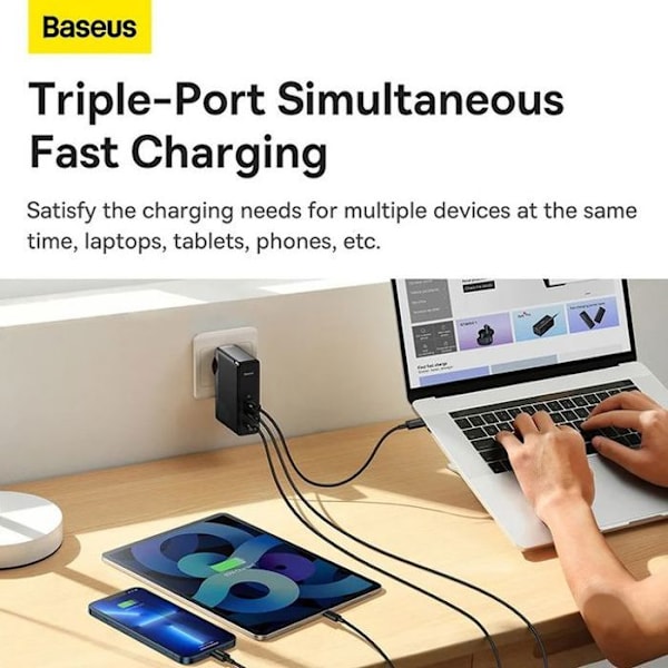 Baseus GAN 5 Pro 140W PD QC4.0 vægoplader til MacBook / Laptop iPhone + 240w kabel