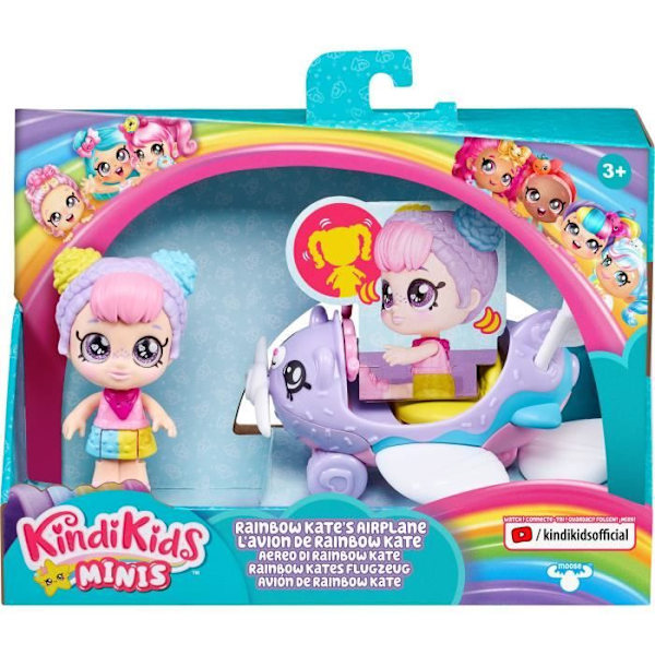 Mini Kindi nukke ja lentokone - HIRVILELUT - Rainbow Kate - 9cm - Kindi Kids License