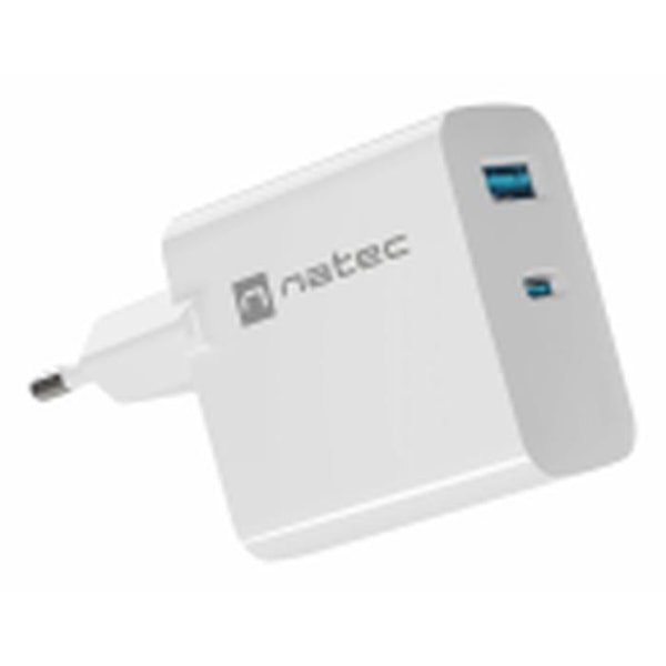 Laturi - Natec-virtalähde - NUC-2142 - Virtalähde CHARGEUR SECTEUR RIBERA GAN 1X USB-A + 1X USB-C 45W VALKOINEN Valkoinen