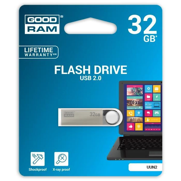 Goodram 32 Gt USB 2.0, 32 Gt, 2.0, USB Type-A -liitin, 20 MB-s, kääntyvä, musta, hopea