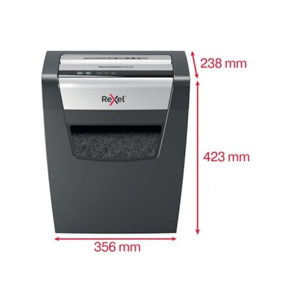 Papirdokumentshredder - Rexel - Momentum X312 - P3 - 12 ark - 23L - Sort sort