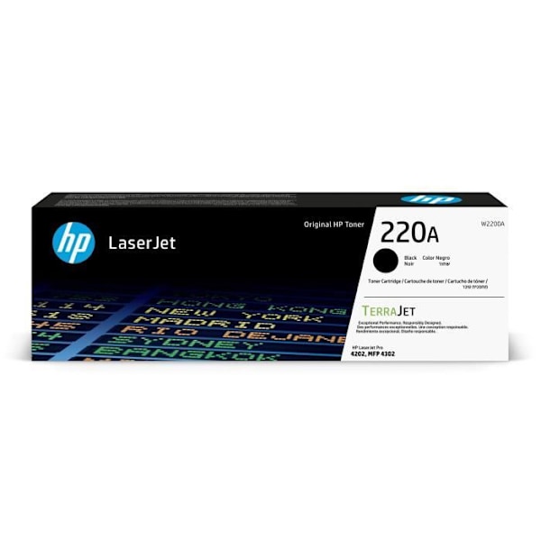 Original HP 220A sort tonerpatron (W2200A) til HP LaserJet Pro 4202 / 4302