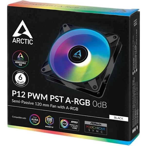Tuuletin PC -koteloon - ARCTIC - P12 PWM PST ARGB - 120 mm: n LED -ARGB -tuuletin (ACFAN00231A)