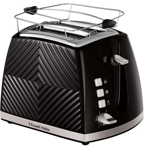 RUSSELL HOBBS GROOVE 2S sort brødrister - 2 skiver, 7 bruningsniveauer, afrimningsfunktion Svart