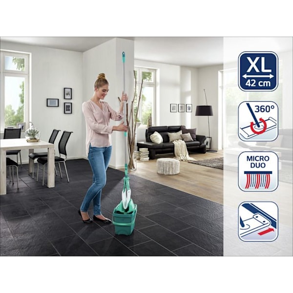 Rengøringssæt til gulv Leifheit Combi XL 55360, moppesystem med spand til 12 L og micro duo betræk, gulvmoppe 42 cm