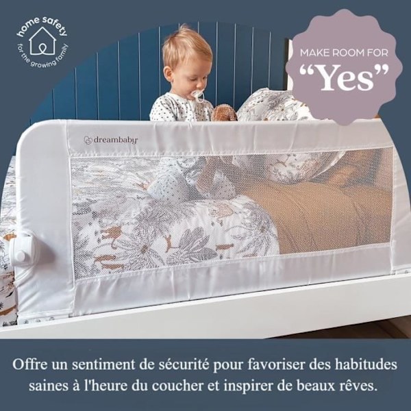 Dreambaby Maggie sängyn kaide - sisäänrakennetut ja tasaiset sängyt - Leveys 110 cm ja korkeus 50 cm hvid