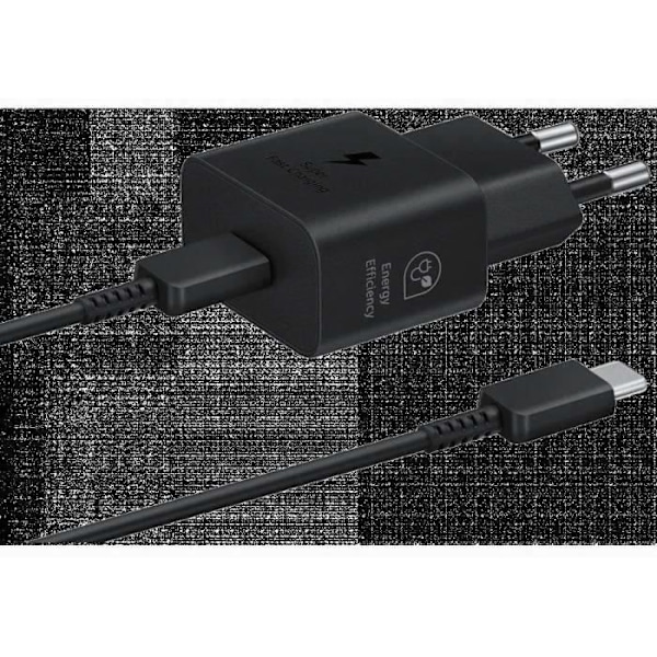 Samsung mobiltelefonoplader 25W netoplader Med USBC kabel Sort