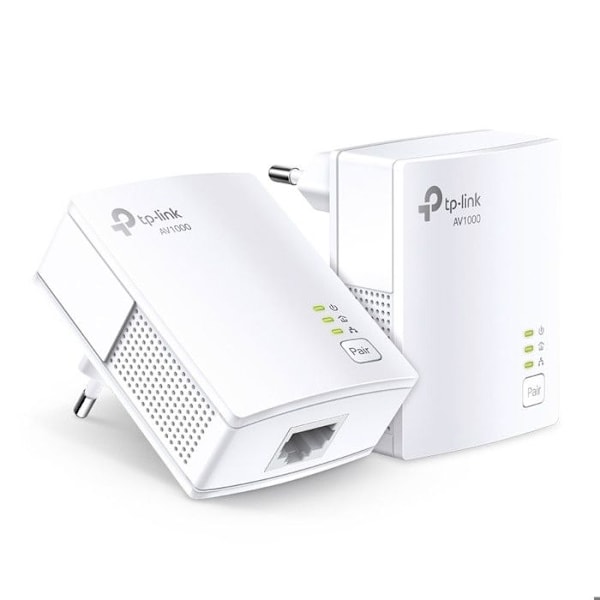 CPL-adapter - TP-LINK - AV1000 - 1000Mbps - Pass-through - Paket med 2 enheter Vit