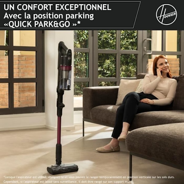 Trådløs støvsuger - HOOVER - HF1 Plus Flex HF1P10HX - 165 W - 40 AW - 45 min - 0,7 L - Sort/Magenta Svart och magenta