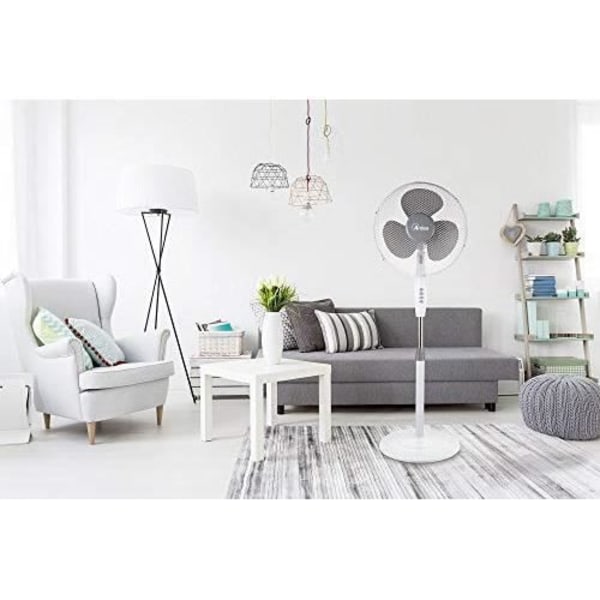 Ardes AR5BR40PB Brisa 40 PB piedestalventilator, 3 blade 40 cm, rund base 41 cm, justerbar højde, B, hvid, 40 AR5BR40PB