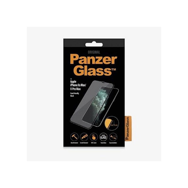 Skærmbeskyttelse - PANZERGLASS - Apple iPhone Xs Max/11 Pro Max - Sort - Hærdet glas - Antibakteriel sort