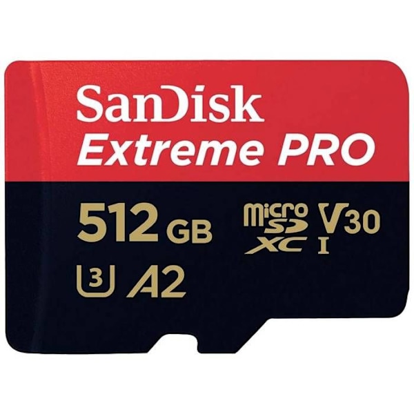 SanDisk Extreme Pro microSDXC 512GB Klasse 10 UHS-I U3 V30 200MB/S 140MB/S A2 C10 Hukommelseskort