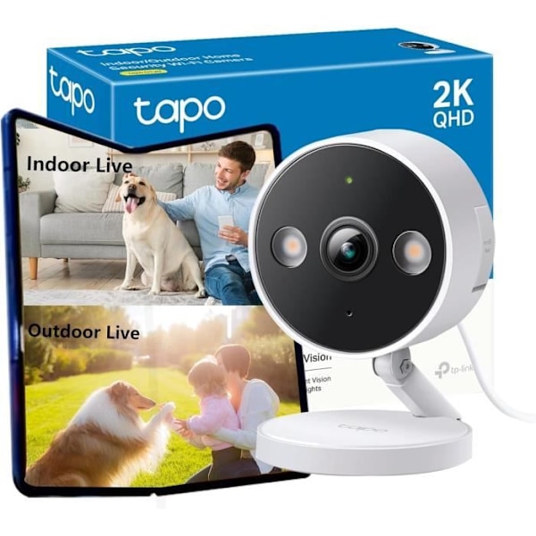 Intelligent Wi-Fi sikkerhedskamera stik 2K 4MP Tapo C120 - Hvid-magnetisk Hvid, Sort