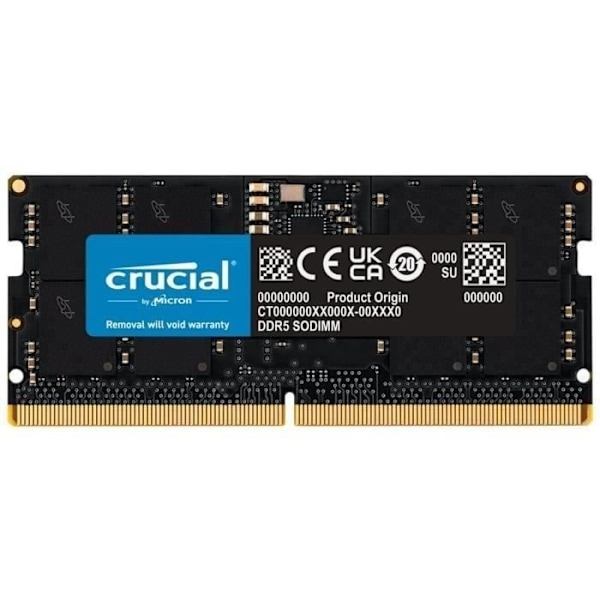 RAM-hukommelse - CRUCIAL - DDR5-4800 SODIMM - 16 GB (CT16G48C40S5)