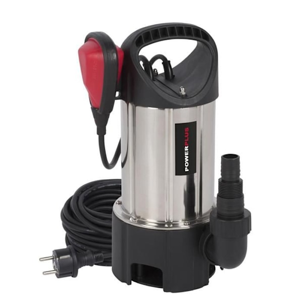 Powerplus Elektrisk Vandpumpe POWEW67912 - 400 W Submersibel Vandpumpe, Maksimal 35°C, 7500 l/h, Havemaskiner Grå