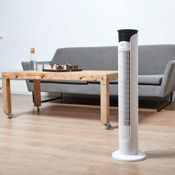 BLACK+DECKER BXEFT48E - 45W tårnventilator, oscillerende, fjernbetjening, 81cm, 3 hastigheder, 3 tilstande, Timer, Lydløs hvid