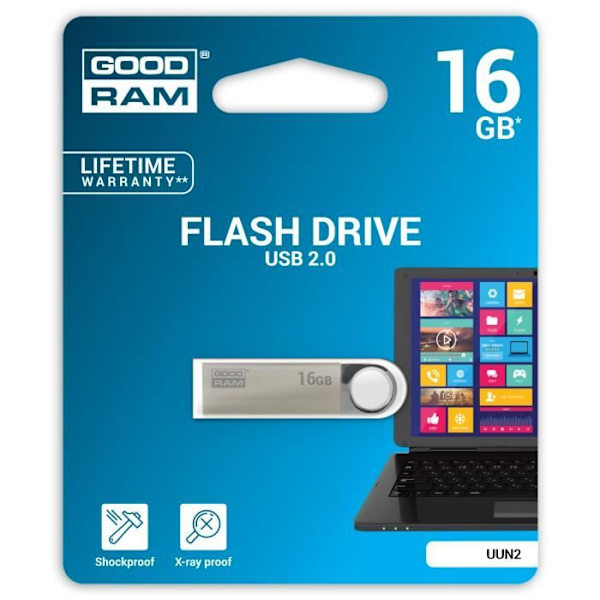 Goodram 16 Gt USB 2.0, 16 Gt, 2.0, USB Type-A -liitin, 20 MB-s, kääntyvä, musta, hopea Hopea