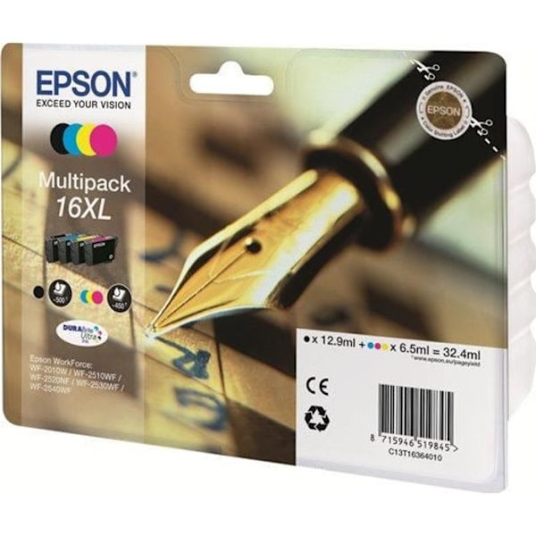 EPSON Multipack T1636 XL - täytekynä - musta, syaani, magenta, keltainen (C13T16364012)