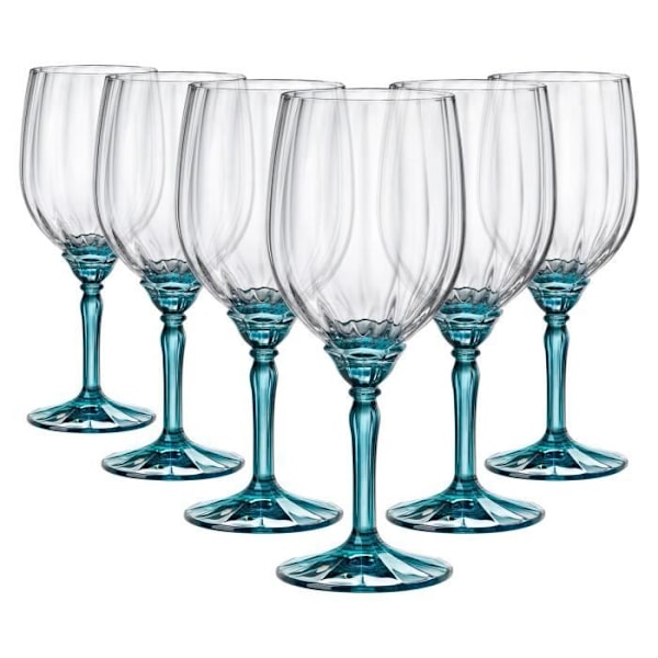 Rødvinsglas - Borlioli Rocco - 535ml - Blå - 6 stk - Lang Stilk Blå