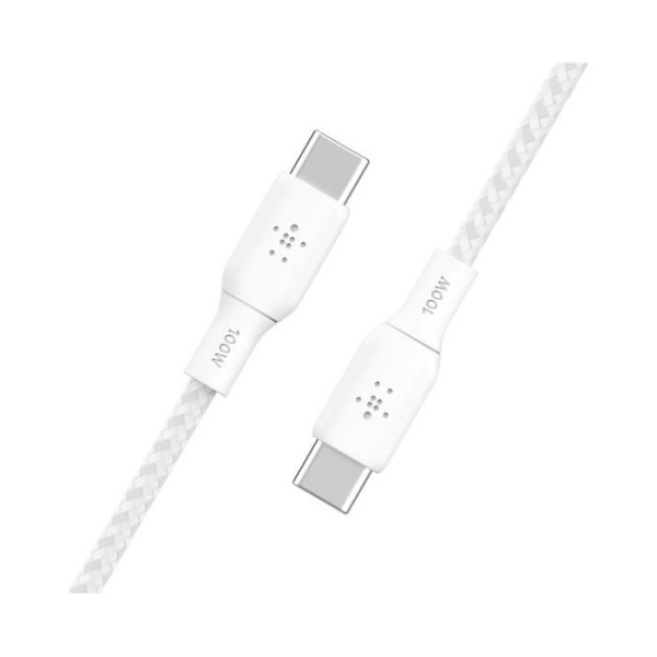 100w USB-C till USB-C flätad kabel 3M Vit