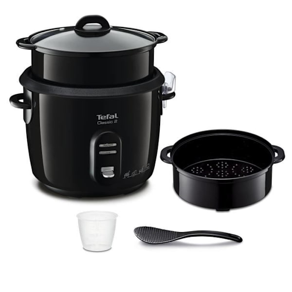TEFAL Riisinkeitin, 5 L tarttumaton kulho, Tilavuus 1,5 kg riisiä, Lämpimänä pidetty, Höyrykori, Classic 2 RK103811 Vit