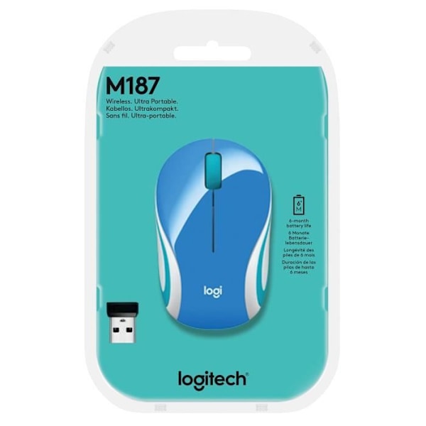 Minimus - Trådløs - Logitech - M187 - Optisk - Blå