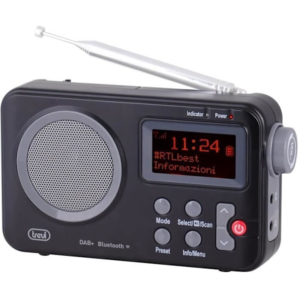 Trevi Dab 7F80 R Radio Portable Dab med Bluetooth, Ur med programmerbare alarmer og Digitale kontroller, hovedtelefonstik