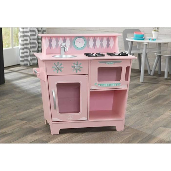 Køkkenlegetøj - KIDKRAFT - Klassisk tekøkken - Pink - 4 elementer - MDF PVC træ Rosa