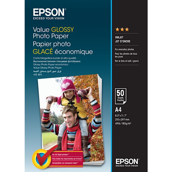 epson value glättat fotopapper a4 50 ark svartCartridge Vardagsfotoutskrifter Oavsett om det är semesterbilder,