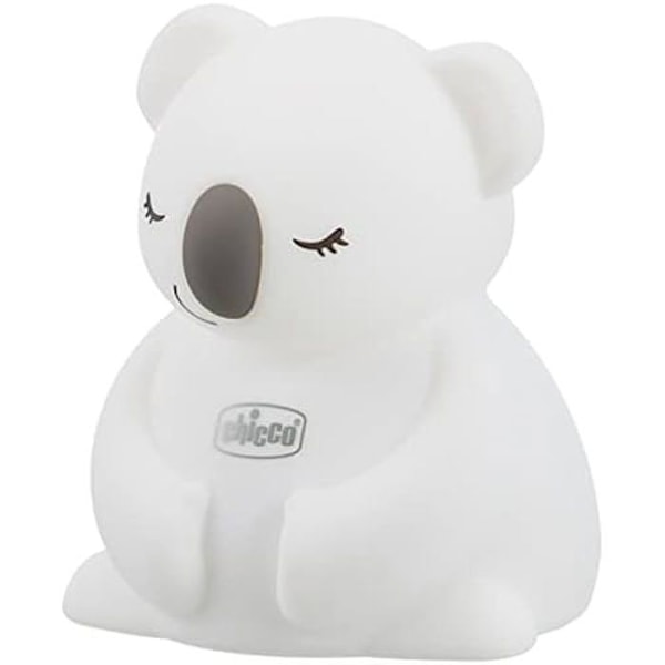 Chicco genopladeligt Koala-natlys til baby, flerfarvet LED-natlys lavet af blød silikone, baby-natlys med 8 farver,