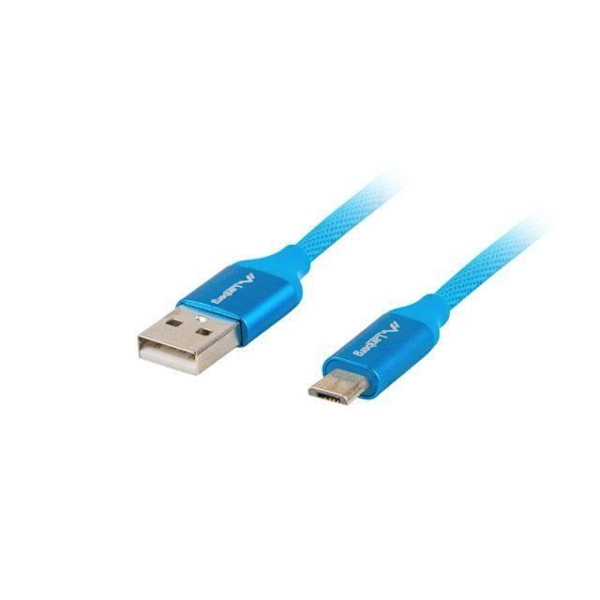 LANBERG USB-kabel USB A-STIK Micro USB QC 3.0 1.8M Blå - CA-USBM-20CU-0018-BL