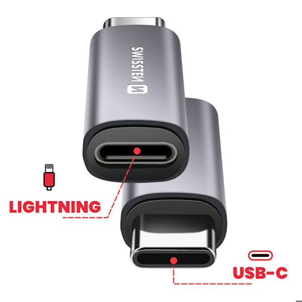 USB-C Hane till Lightning Hona 3A Swissten Swissten Grå Grå