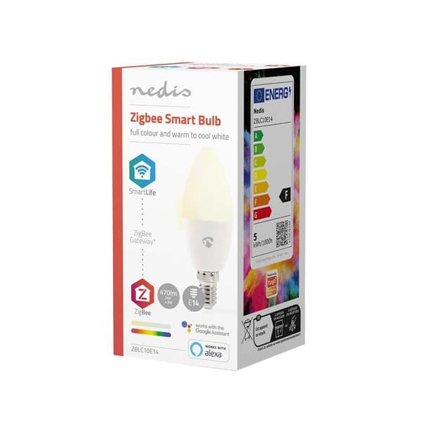 Zigbee 3.0 E14 Dimmbar Lampa 470lm Nedis Vit Vit