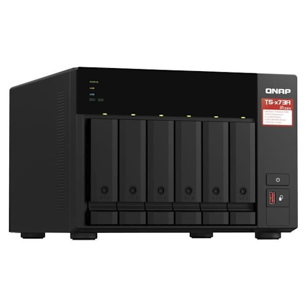 Lagringsserver (NAS) - QNAP - TS-673A-8G - AMD Ryzen fyrkärnig 2,5 GbE-processor