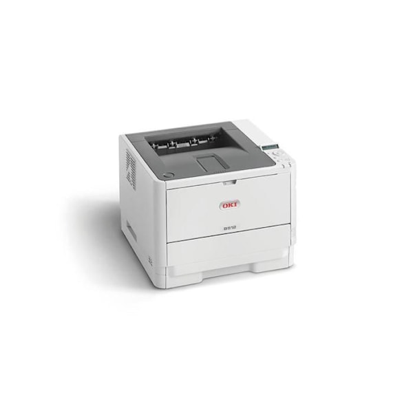 OKI B512dn LED-printer - Monokrom - Udskrivning 45 ppm Mono - 1200 x 1200 dpi - Automatisk dupleks - Indføringsbakke Grå, Hvid