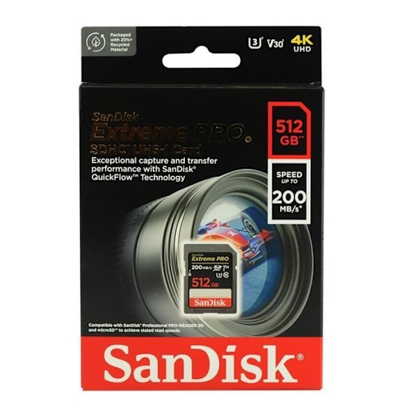 SDHC SDXC-minneskort Sandisk Extreme Pro 512GB SDXC 200MB/S 140MB/S UHS-I V30