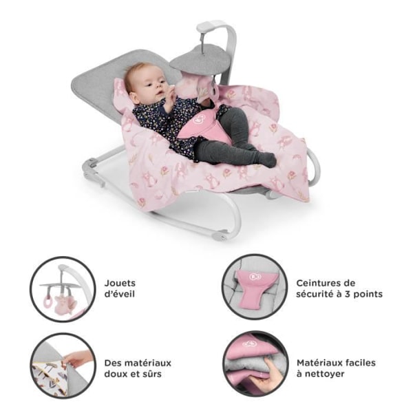 Transat-balanssi 2in1 KINDERKRAFT FELIO 2 - vaaleanpunainen Rosa