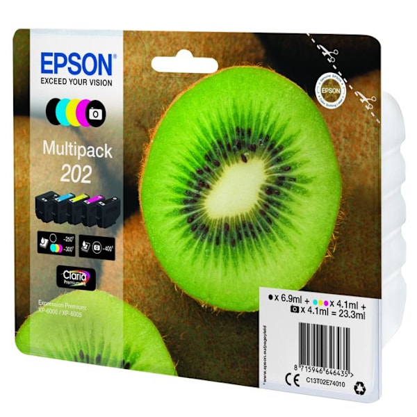EPSON 202 Multipack blækpatron - Pakke med 5 - Sort, Gul, Cyan, Magenta, Fotosort - original