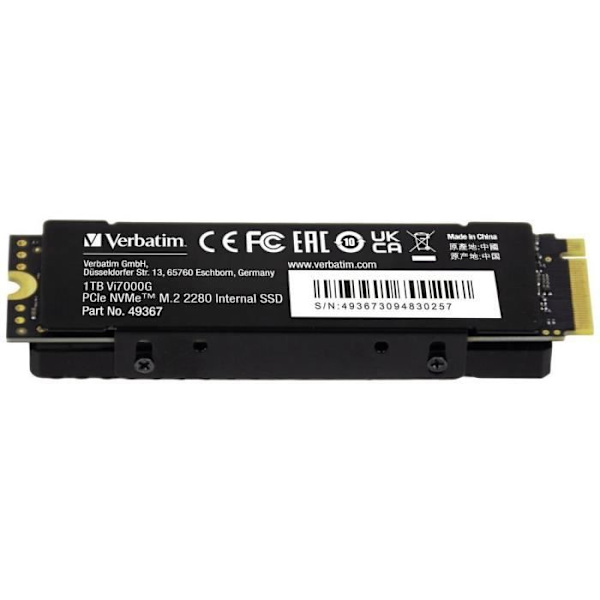 Intern SSD - Verbatim - Vi7000 - 1 To - NVMe PCIe 4.0 - Hastighed op til 7400 Mo/s