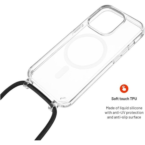 FIXE MagPure Neck med sort håndledsrem til Apple iPhone 16 Pro