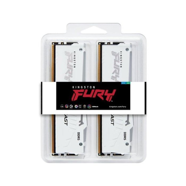 RAM - KINGSTON - FURY Beast - 32Gt - DDR5 - 6000MT/s - RGB Valkoinen