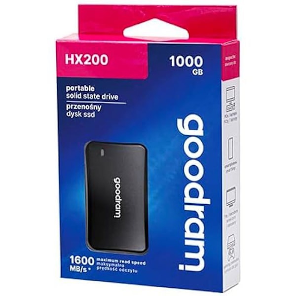 SSD Ekstern - GOODRAM - HX200 - USB Type C + A - 1500 MB/s - 500 Go - Metalhus