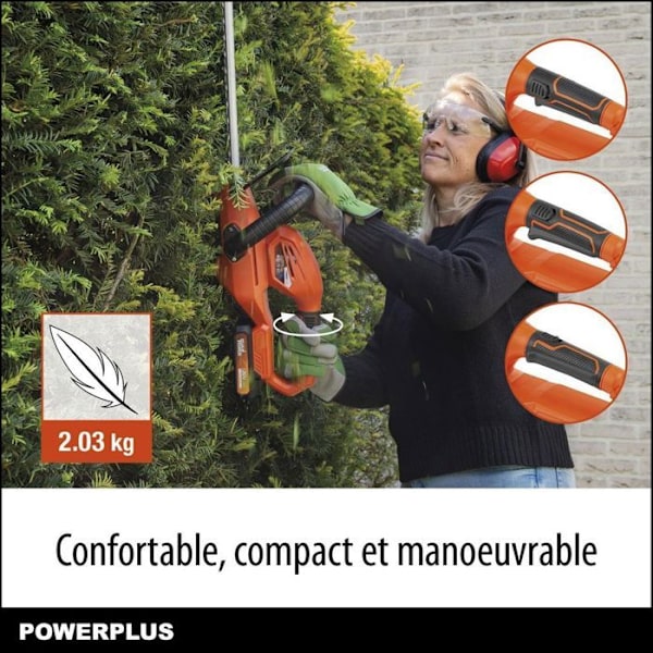 Dual Power batteri hækkeklipper - DUAL POWER - POWDPG75320 - 580 mm klinge - 18 mm afstand Orange - Sort